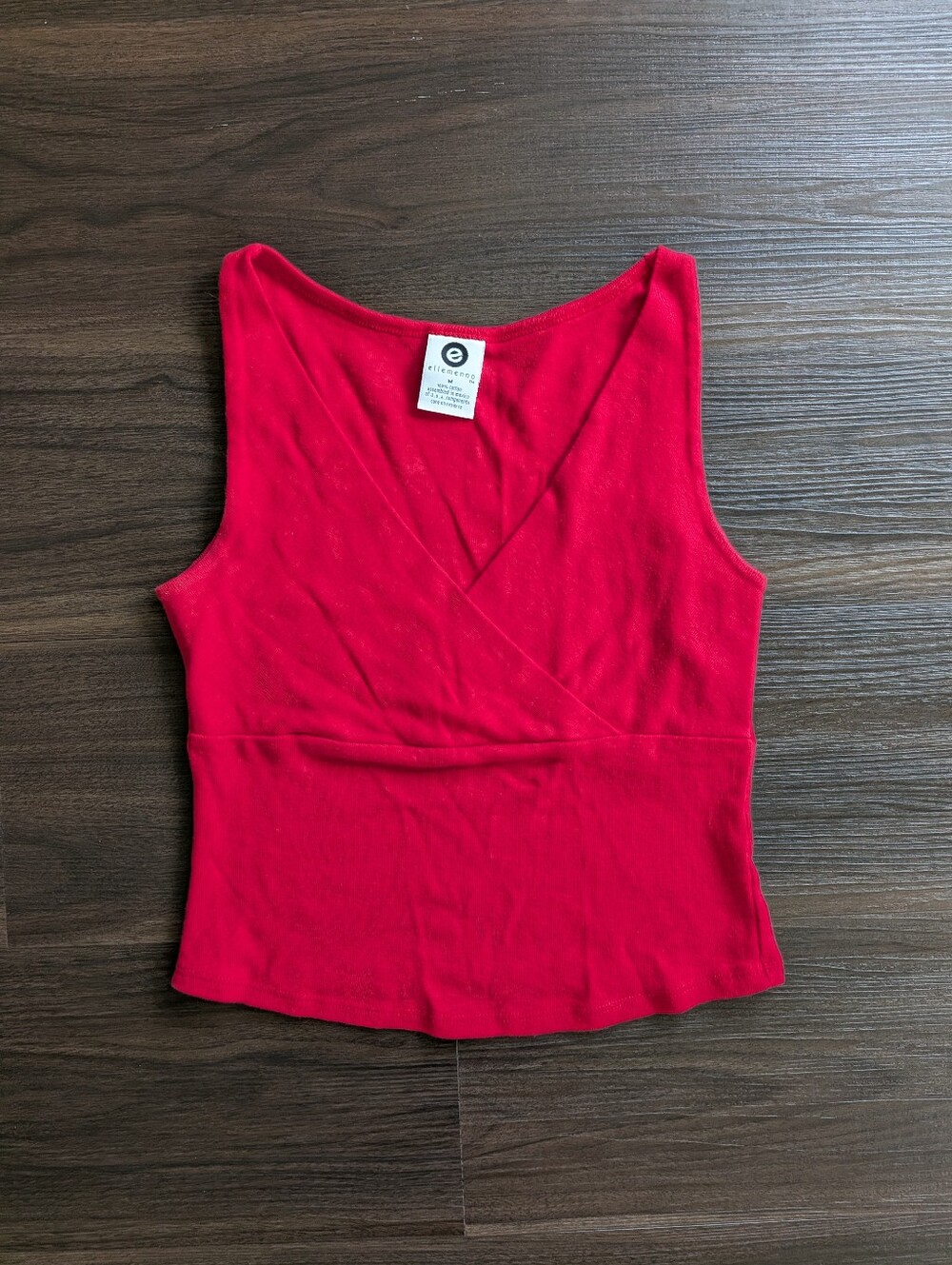 Vintage Y2K Ellemenno 100% Cotton Red Wrap Style Sleeveless Top Small